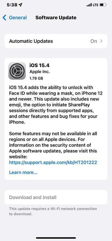 iOS 15.4 updates