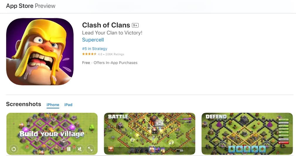 Clash Of Clans iPhone Download